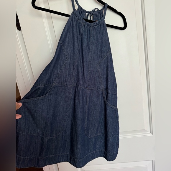 Free People denim mini halter apron dress size XS - Picture 3 of 6